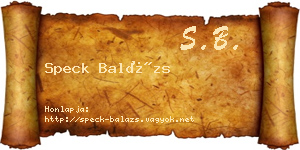 Speck Balázs névjegykártya